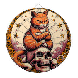 Vengeful Orange Cat, Skulls and Moon Dartbord