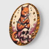 Vengeful Orange Cat, Skulls and Moon Grote Klok (Hoek)