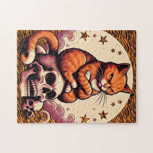 Vengeful Orange Cat, Skulls and Moon Legpuzzel (Horizontaal)