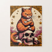 Vengeful Orange Cat, Skulls and Moon Legpuzzel (Verticaal)