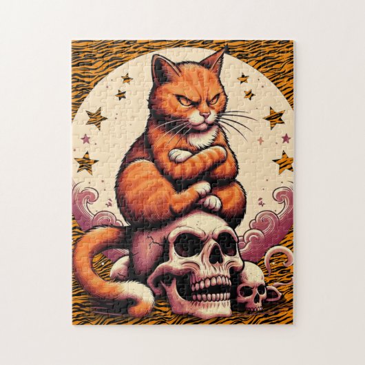 Vengeful Orange Cat, Skulls and Moon Legpuzzel (Verticaal)