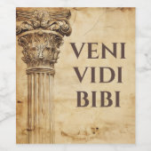 Veni Vidi Bibi Grappige Oude Romeinse Latijnse Gez Wijn Etiket (Enkel label)
