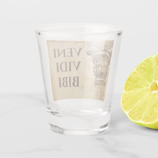 Veni Vidi Bibi Grappige Oude Romeinse Latijnse Spr Shot Glas (Achterkant)
