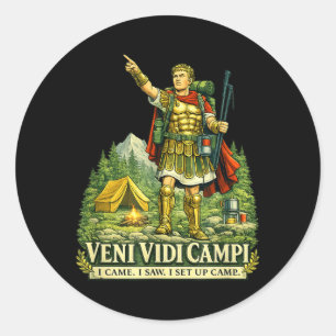 Veni Vidi Cam Grappige Camng Romeinse Soldaat Lati Ronde Sticker