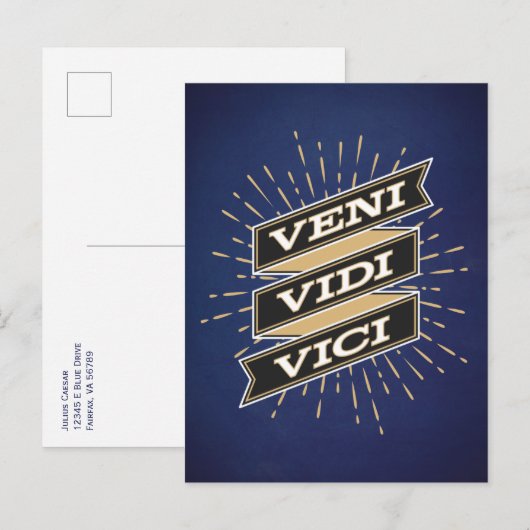 Veni Vidi Vici Blue Briefkaart (Voorkant / Achterkant)