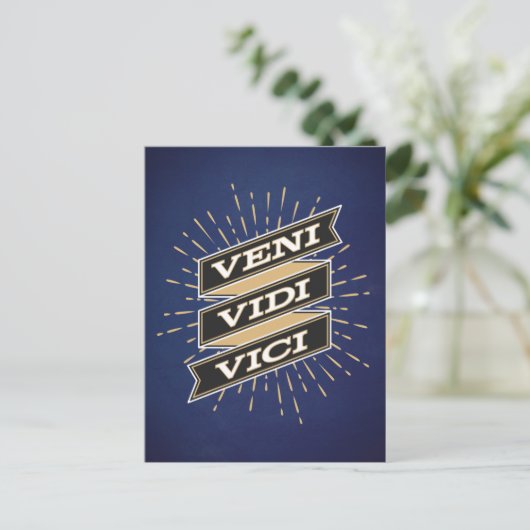 Veni Vidi Vici Blue Briefkaart (Staand voorkant)