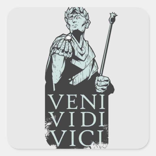 Veni Vidi Vici Julius Caesar Roman Vierkante Sticker (Voorkant)