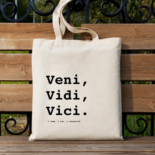 Veni, Vidi, Vici Minimalistische Esthetische Quote Tote Bag