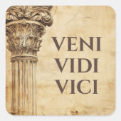 Veni Vidi Vici Oud-Romeins Thema Vierkante Sticker (Voorkant)