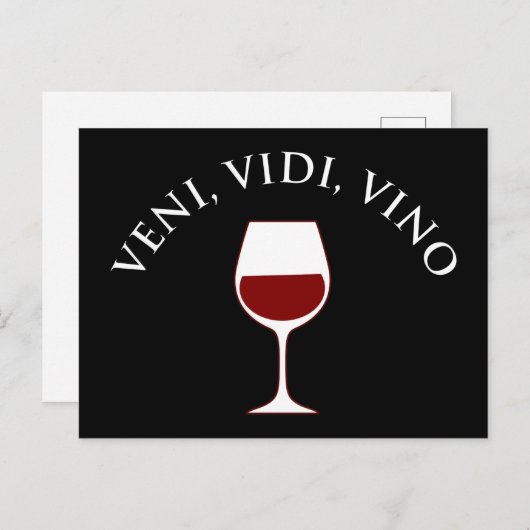 Veni, Vidi, Vino Funny Wine Lover, Latijnse term Briefkaart (Voorkant / Achterkant)