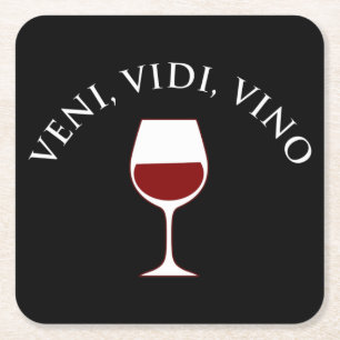Veni, Vidi, Vino Funny Wine Lover, Latijnse term Kartonnen Onderzetters