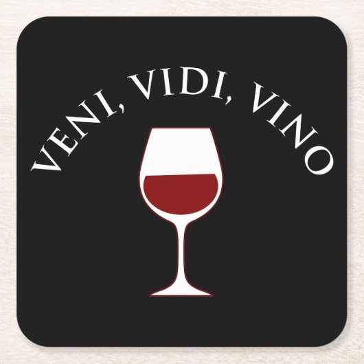Veni, Vidi, Vino Funny Wine Lover, Latijnse term Kartonnen Onderzetters (Voorkant)