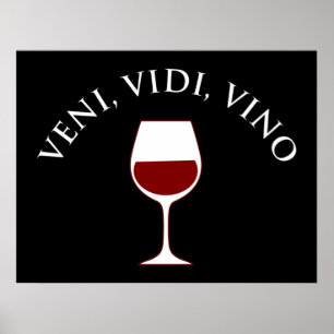 Veni, Vidi, Vino Funny Wine Lover, Latijnse term Poster