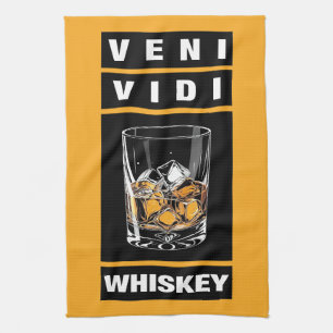 Veni Vidi Whiskey   Grappig citaat voor whisky lie Theedoek