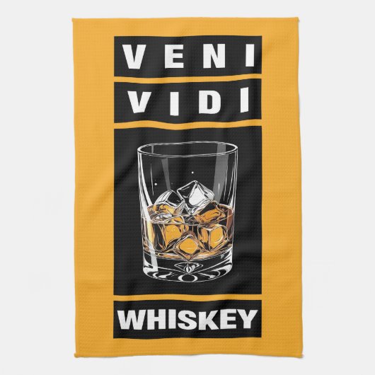 Veni Vidi Whiskey | Grappig citaat voor whisky lie Theedoek (Verticaal)