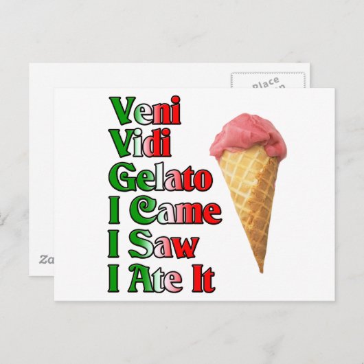 Veni Vini Gelato (Ik kwam zag dat ik het at) Briefkaart (Voorkant / Achterkant)