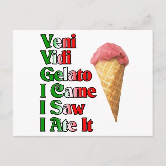 Veni Vini Gelato (Ik kwam zag dat ik het at) Briefkaart (Voorkant)