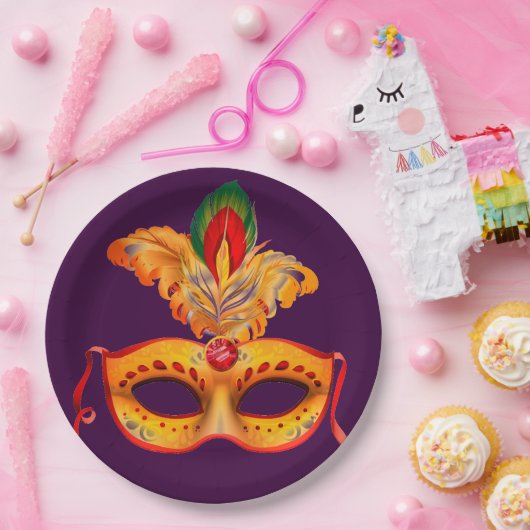 Venicaanse maskers Masquerade ball maskerade Papieren Bordje (Feest)
