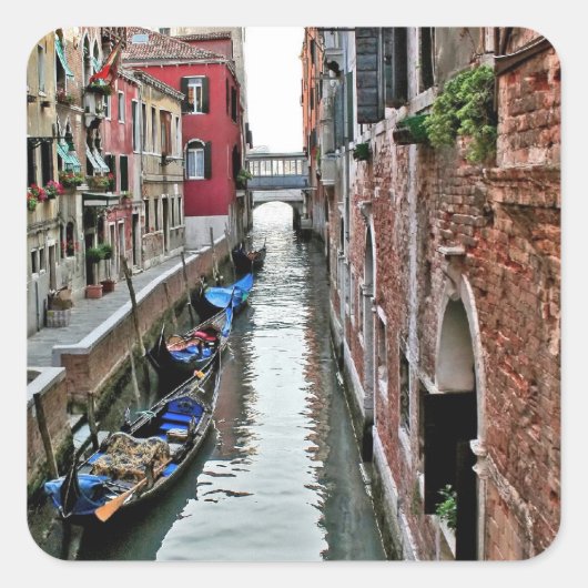 Venice Alleyway Vierkante Sticker (Voorkant)