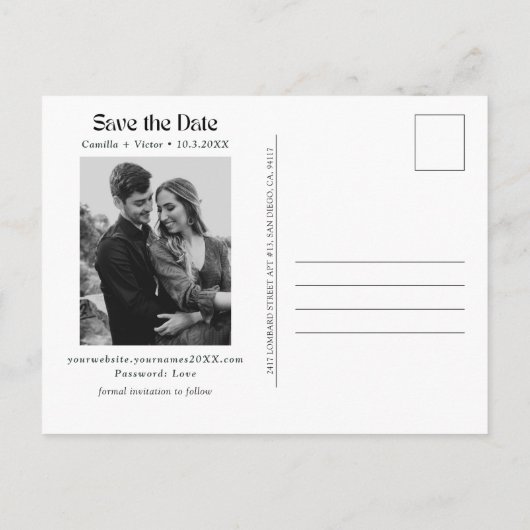 Venice Beach Bruiloft Save the Date Briefkaart (Achterkant)