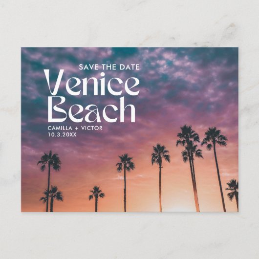 Venice Beach Bruiloft Save the Date Briefkaart (Voorkant)