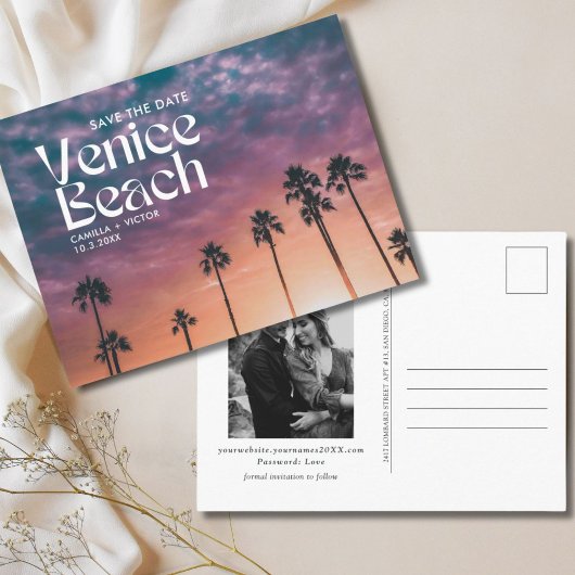 Venice Beach Bruiloft Save the Date Briefkaart