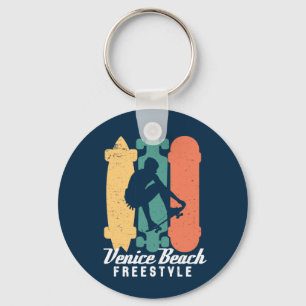 Venice Beach Cali Retro Freestyle Skateboarding Sleutelhanger