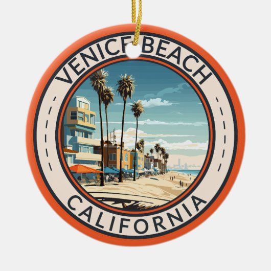 Venice Beach California Boardwalk Reizen Kunst Ret Keramisch Ornament (Voorkant)