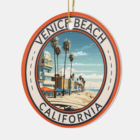 Venice Beach California Boardwalk Reizen Kunst Ret Keramisch Ornament (Links)
