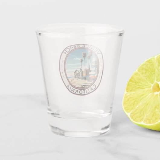 Venice Beach California Boardwalk Reizen Kunst Ret Shot Glas (Achterkant)