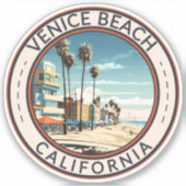 Venice Beach California Boardwalk Reizen Kunst Ret Sticker (Voorkant)