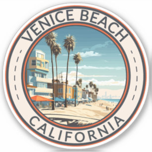 Venice Beach California Boardwalk Reizen Kunst Ret Sticker