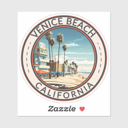 Venice Beach California Boardwalk Reizen Kunst Ret Sticker (Vel)