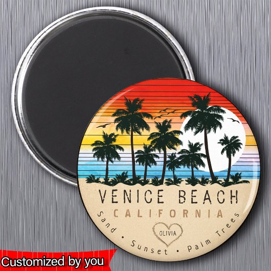 Venice Beach California Retro Palmbomen Souvenir Magneet