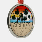 Venice Beach California Retro Palmbomen Souvenir Metalen Ornament (Rechts)