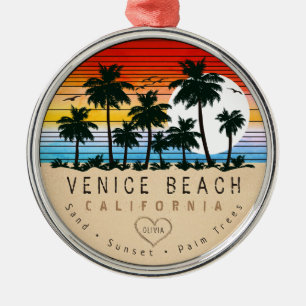 Venice Beach California Retro Palmbomen Souvenir Metalen Ornament