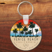 Venice Beach California Retro Palmbomen Souvenir Sleutelhanger (Voorkant)