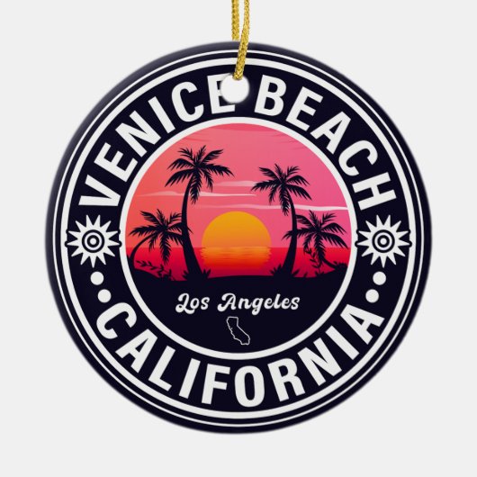 Venice Beach California Retro Sunset Souvenirs 60s Keramisch Ornament (Voorkant)