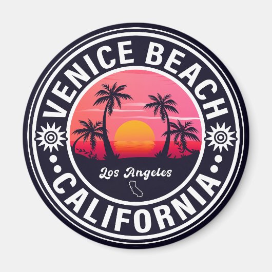 Venice Beach California Retro Sunset Souvenirs 60s Magneet (Voorkant)