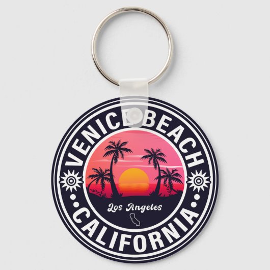 Venice Beach California Retro Sunset Souvenirs 60s Sleutelhanger (Voorkant)