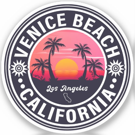Venice Beach California Retro Sunset Souvenirs 60s Sticker (Voorkant)
