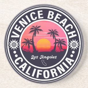 Venice Beach California Retro Sunset Souvenirs 60s Zandsteen Onderzetter