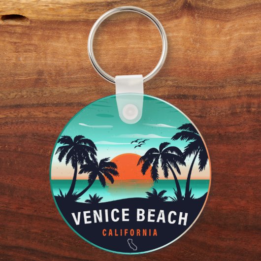 Venice Beach California Retro Sunset Souvenirs 80 Sleutelhanger (Achterkant)