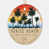 Venice Beach California Retro Zonsondergang Palmbo Keramisch Ornament (Links)