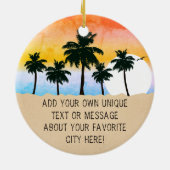 Venice Beach California Retro Zonsondergang Palmbo Keramisch Ornament (Achterkant)