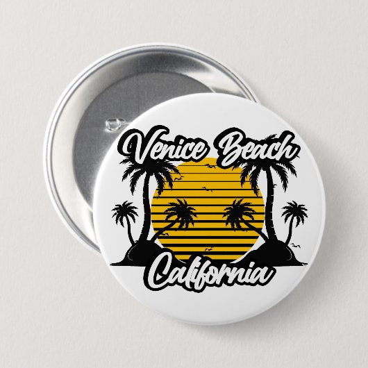 Venice Beach California Ronde Button 7,6 Cm (Voorkant /achterkant)
