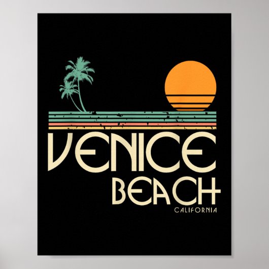 Venice Beach California Sunset Palms Poster (Voorkant)