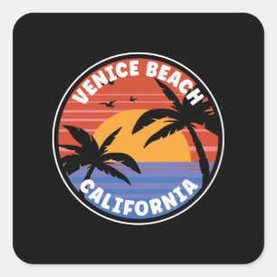 Venice Beach California Sunset Paradise Vierkante Sticker