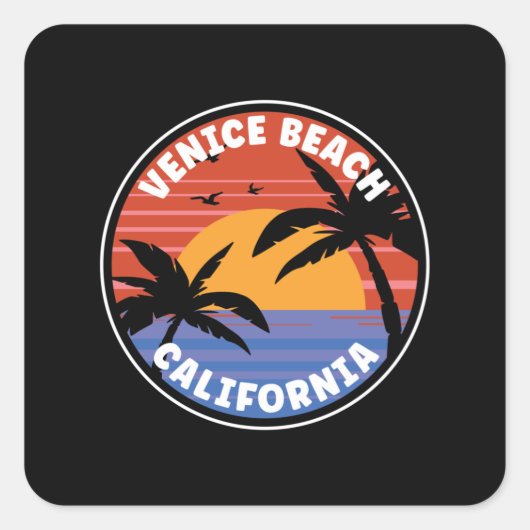 Venice Beach California Sunset Paradise Vierkante Sticker (Voorkant)