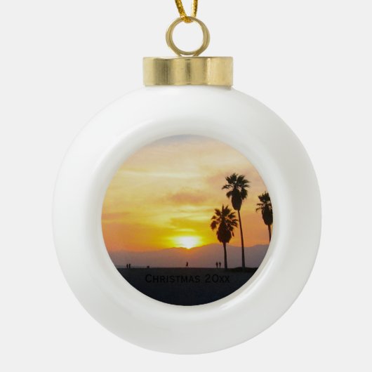 Venice Beach California Sunset Souvenir Keramische Bal Ornament (Voorkant)